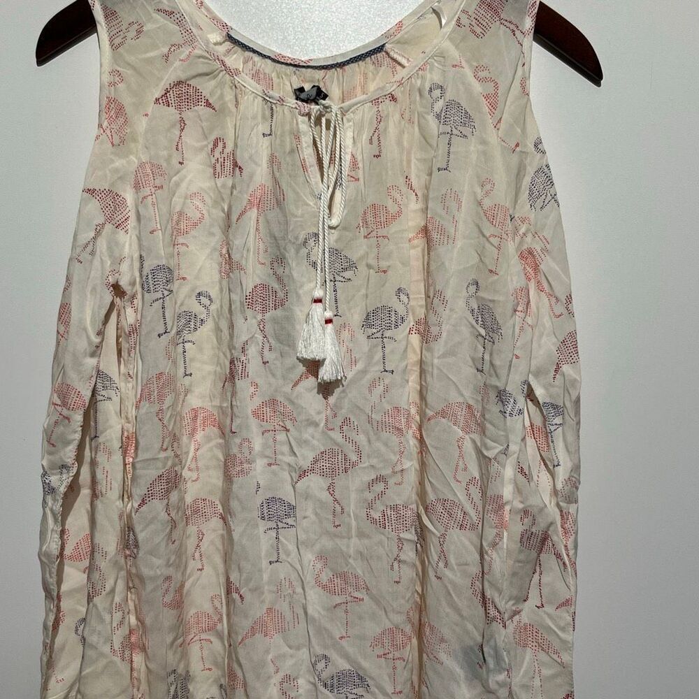 Max Jeans Multicolor‎ Tassel Tie Neck Cold Shoulder Long Sleeve Blouse Small NWT